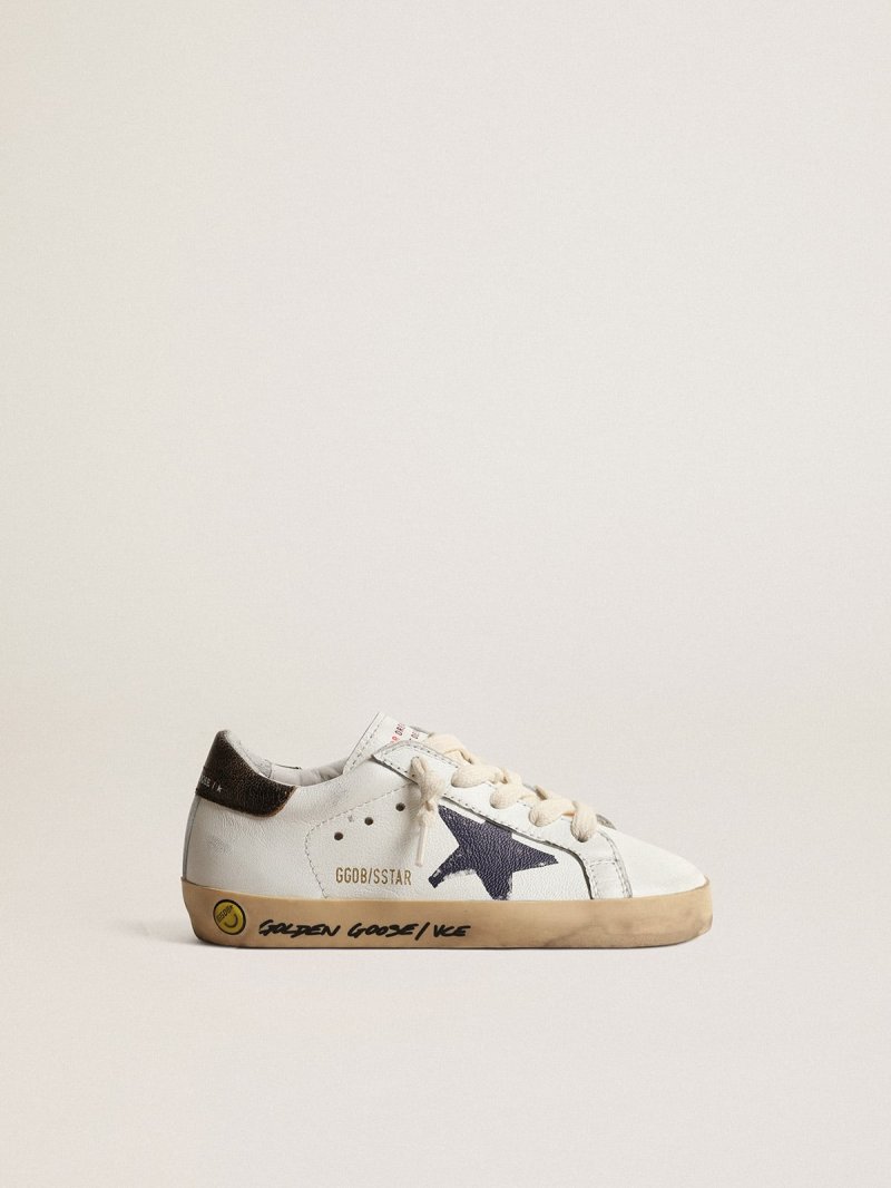 Super-Star Junior in nappa with a printed star and black heel tab