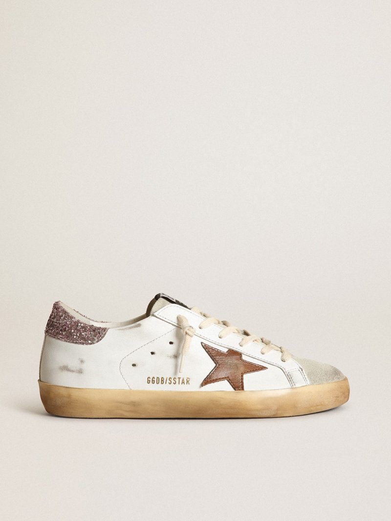 Super-Star with a tan star and pink glitter heel tab